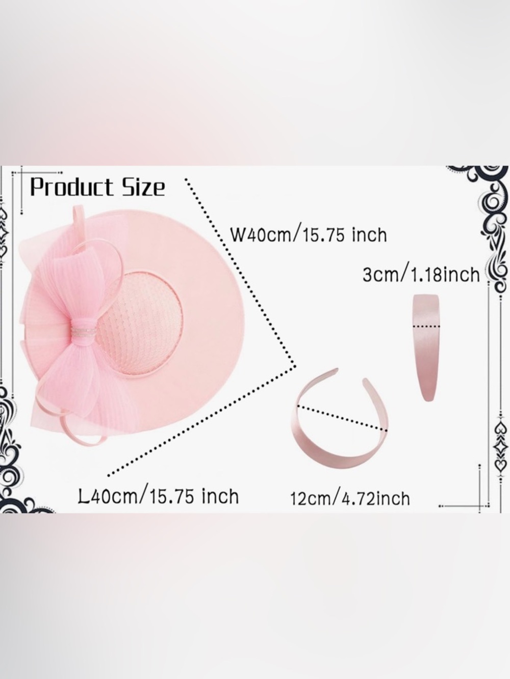 Elegant Pink Wide-Brim Fascinator Hat with Bow - Picture 2 of 4